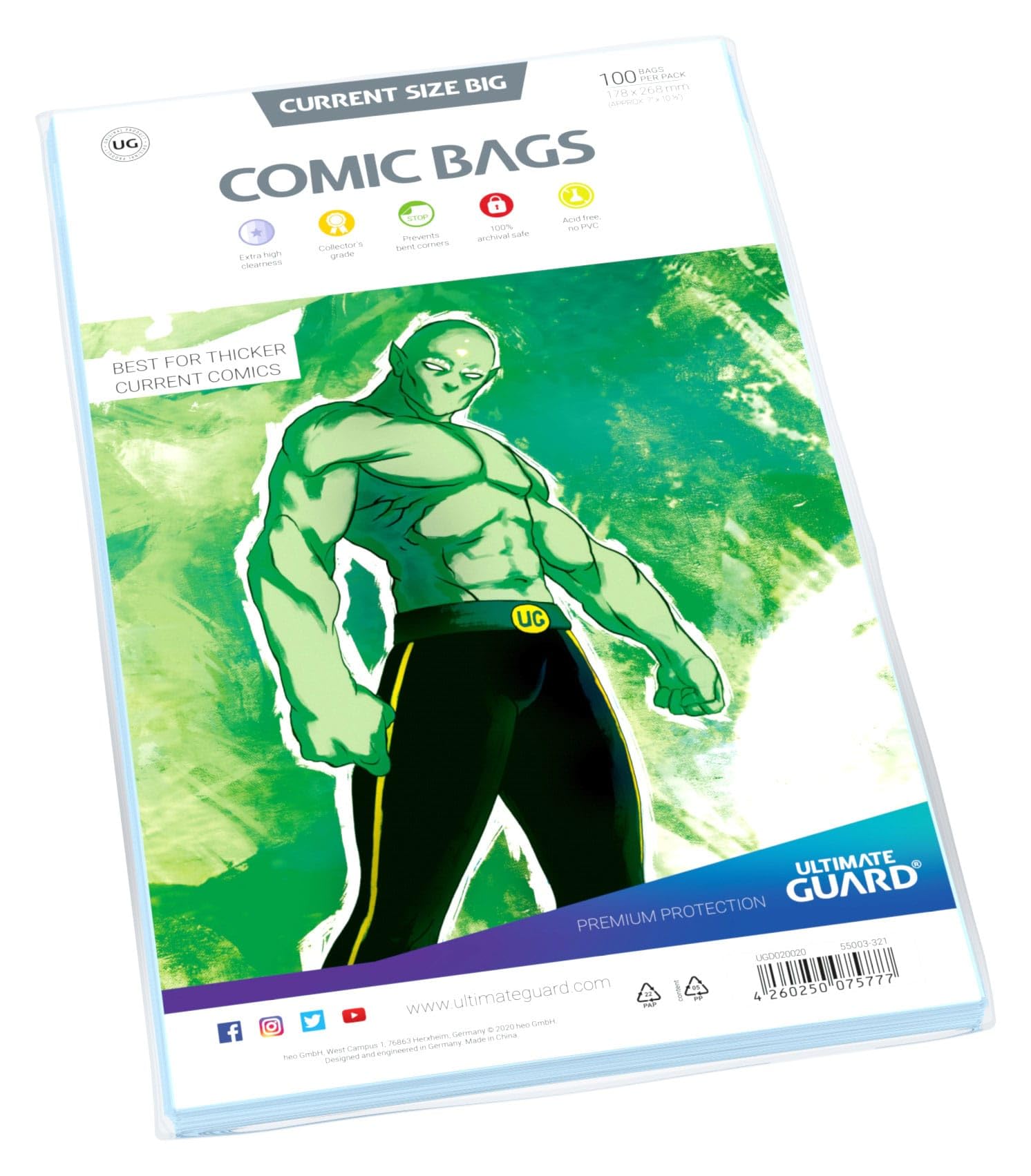 ultimate-guard-comic-bags-big-current-size-schutzh-llen-100-st-ck-178-x-268-mm image 2