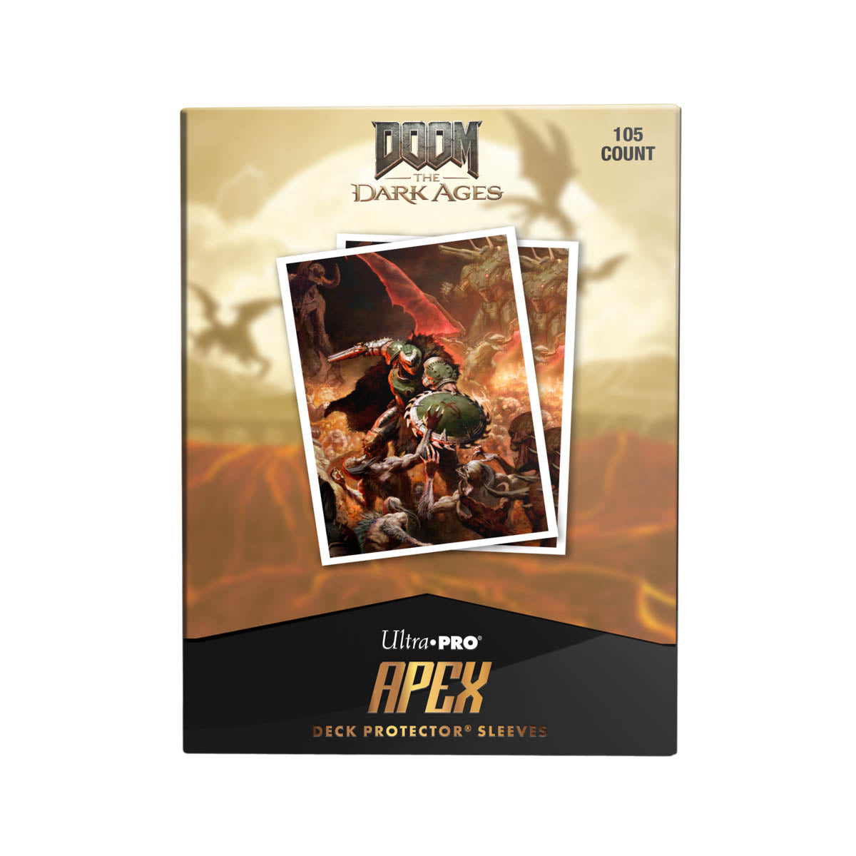 ultra-pro-apex-deck-protector-sleeves-105ct-doom-the-dark-ages-onslaught image 4