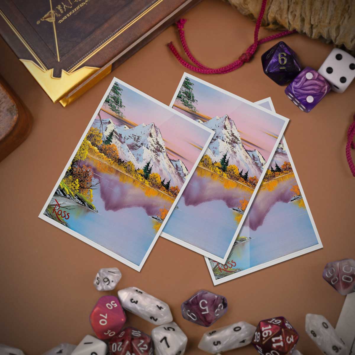 ultra-pro-apex-bob-ross-mighty-mountain-lake-deck-protector-sleeves-105ct image 2