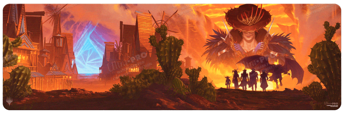 ultra-pro-outlaws-of-thunder-junction-gang-silhouette-8ft-table-playmat-f-r-magi image 1