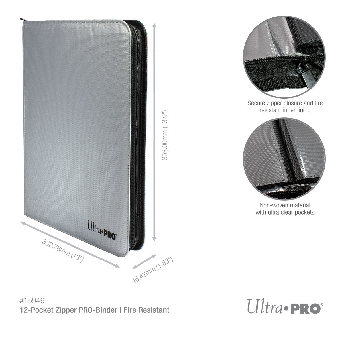 ultra-pro-12-pocket-zippered-pro-binder-silber-mit-feuerfesten-materialien image 3
