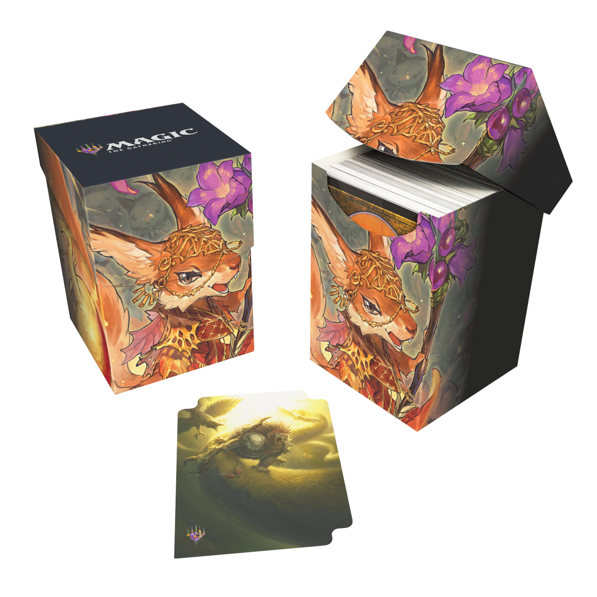 ultra-pro-bloomburrow-hazel-of-the-rootbloom-100-deck-box-commander-animated-arm image 1