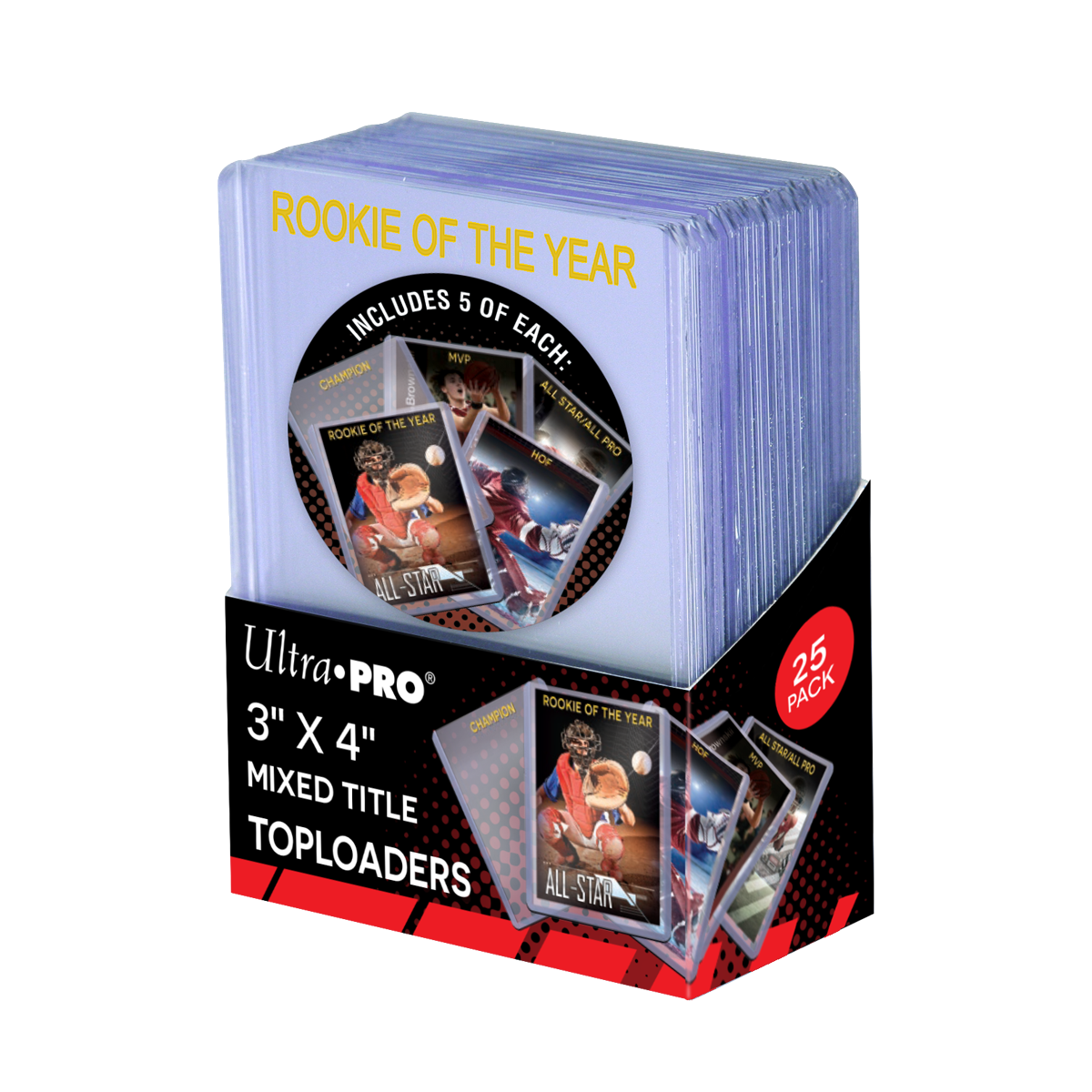 ultra-pro-3-x-4-mixed-title-toploader-25ct-bundle-mvp-hof-u-a image 1