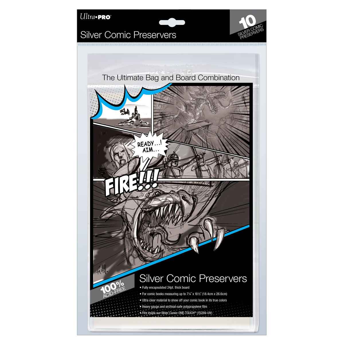 ultra-pro-silver-age-size-comic-preservers-10ct-tasche-mit-board image 1