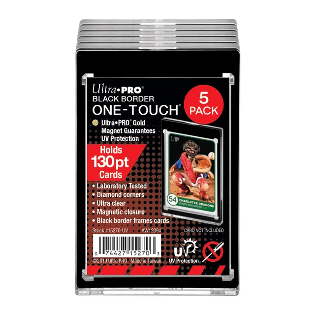 ultra-pro-130pt-black-border-uv-one-touch-magnetic-holder-5ct image 1