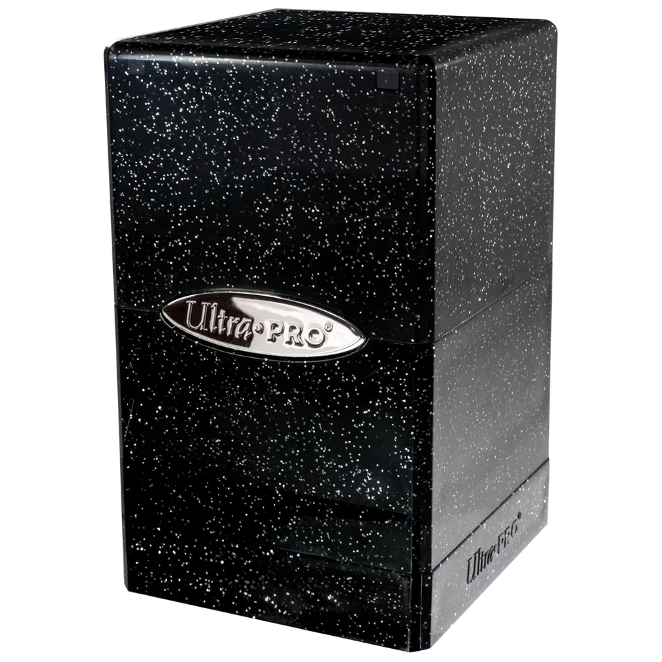 ultra-pro-glitter-satin-tower-deck-box-black-deckbox-f-r-100-karten-mit-w-rfelfa image 1