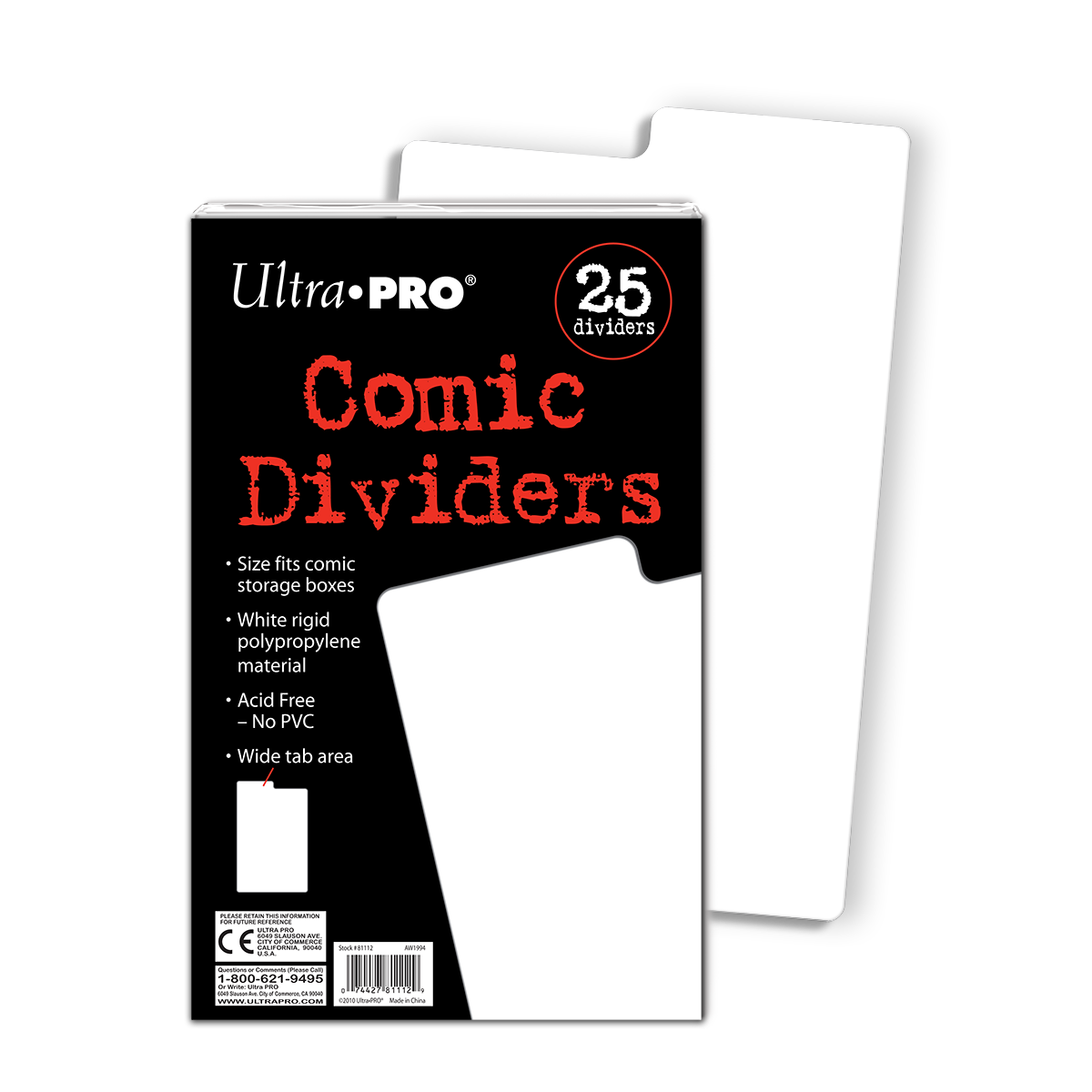 ultra-pro-white-comic-dividers-trennkarten-25-st-ck-190-5-x-279-4-mm image 1