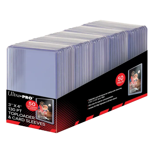 ultra-pro-3-x-4-super-thick-130pt-toploader-sleeves-combo-50ct-standard image 1