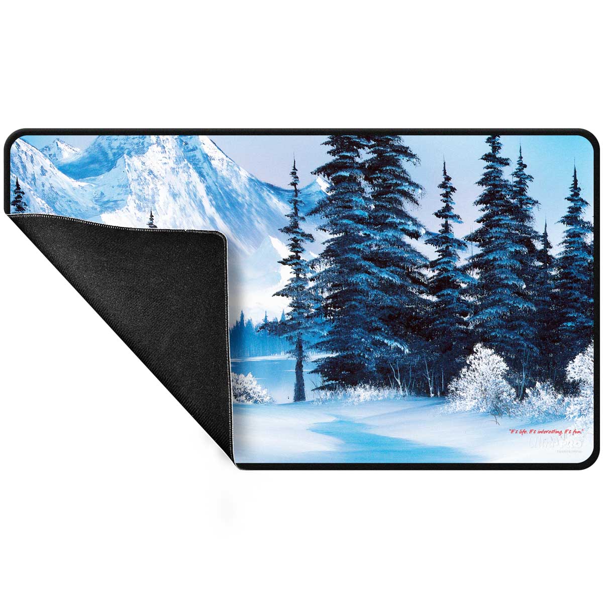 ultra-pro-bob-ross-winter-paradise-black-stitched-playmat-f-r-tabletop image 3