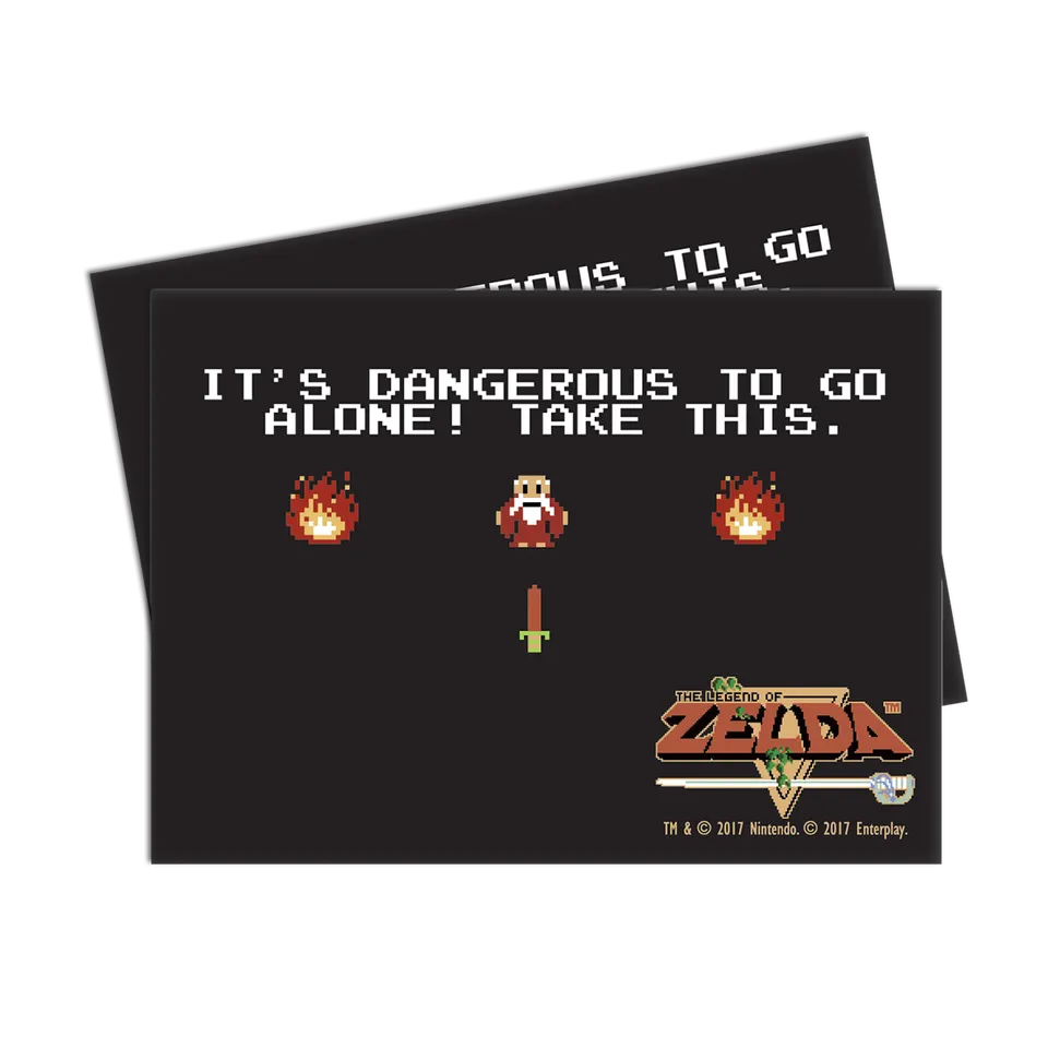 ultra-pro-the-legend-of-zelda-it-s-dangerous-to-go-alone-65ct-deck-protector-sle image 1