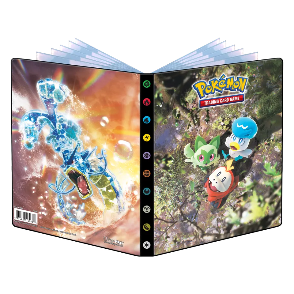 ultra-pro-4-pocket-portfolio-scarlet-und-violet-fuecoco-sprigatito-quaxly-und-gy image 1