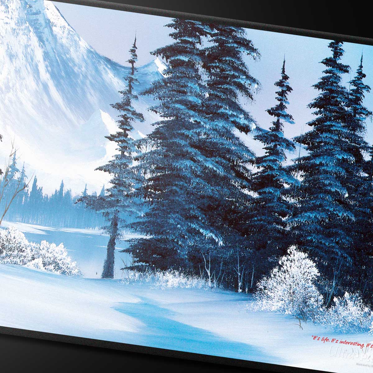 ultra-pro-bob-ross-winter-paradise-black-stitched-playmat-f-r-tabletop image 2