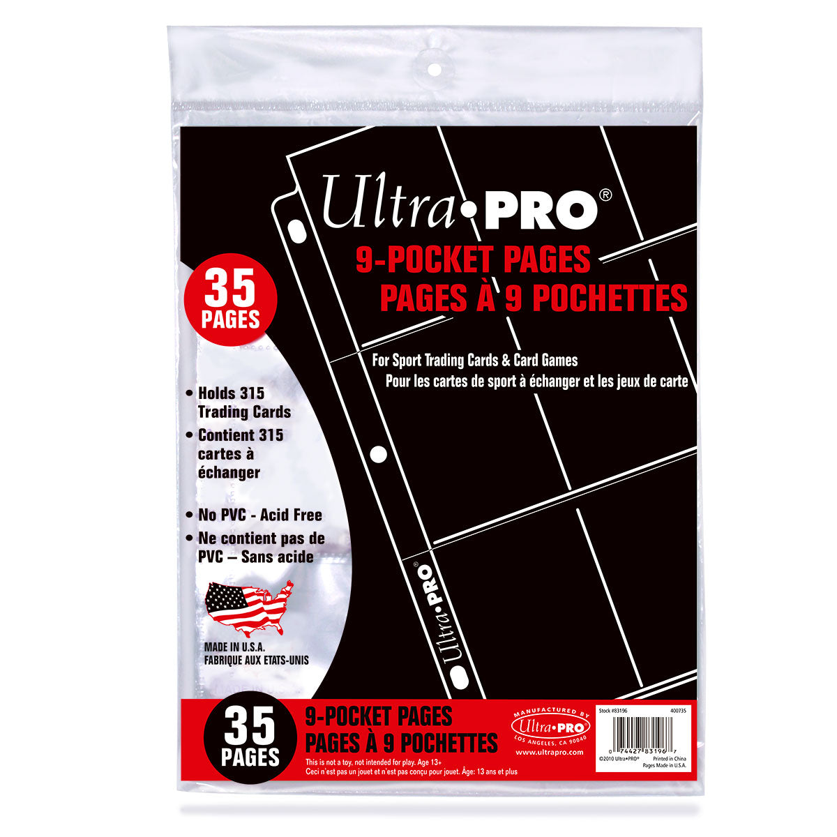 ultra-pro-9-pocket-pages-35ct-h-llen-f-r-standardkarten-6-35-x-8-89-cm image 1