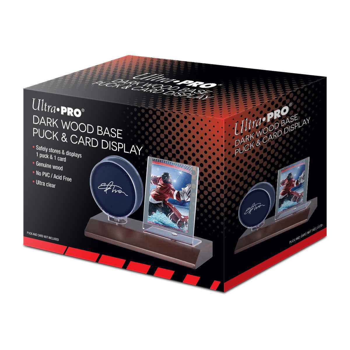 ultra-pro-hockey-puck-card-dark-wood-base-display-halter image 2