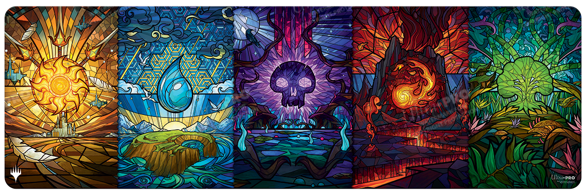ultra-pro-dominaria-united-stained-glass-land-medley-table-playmat-6ft-8ft image 2