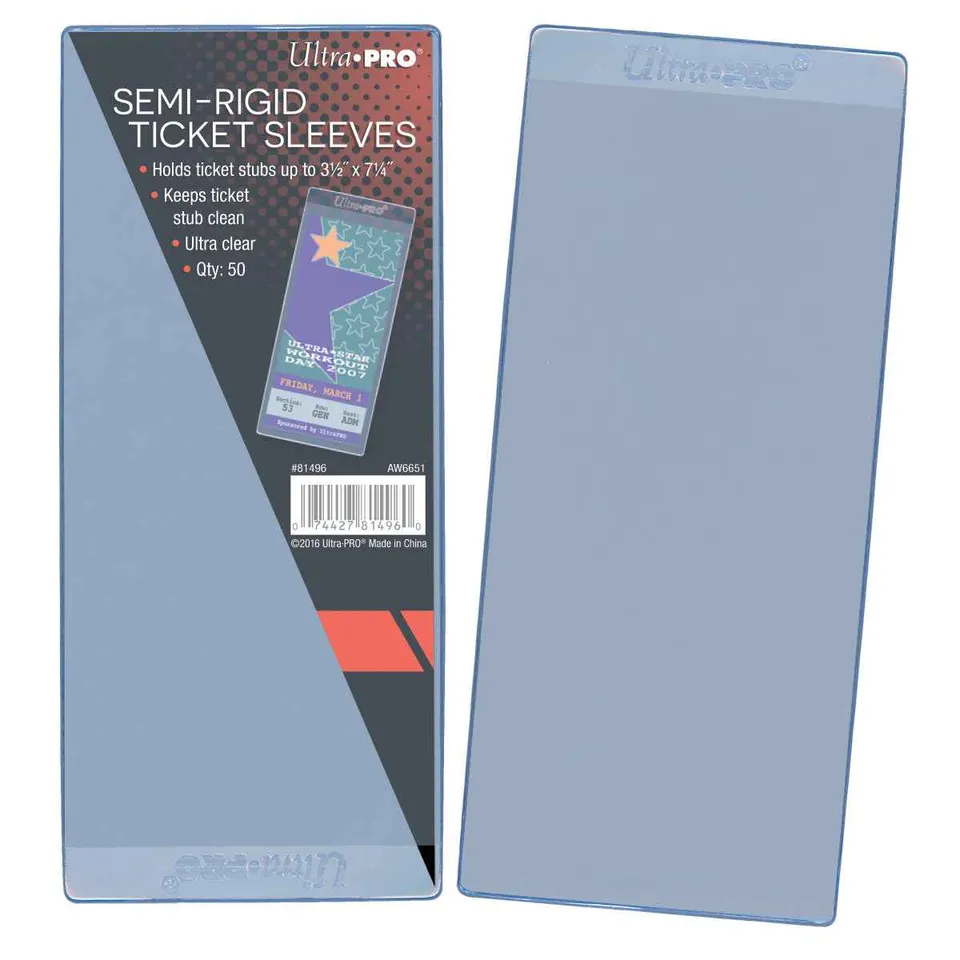ultra-pro-semi-rigid-ticket-sleeves-50er-pack-f-r-3-1-2-x-7-1-4-tickets image 1
