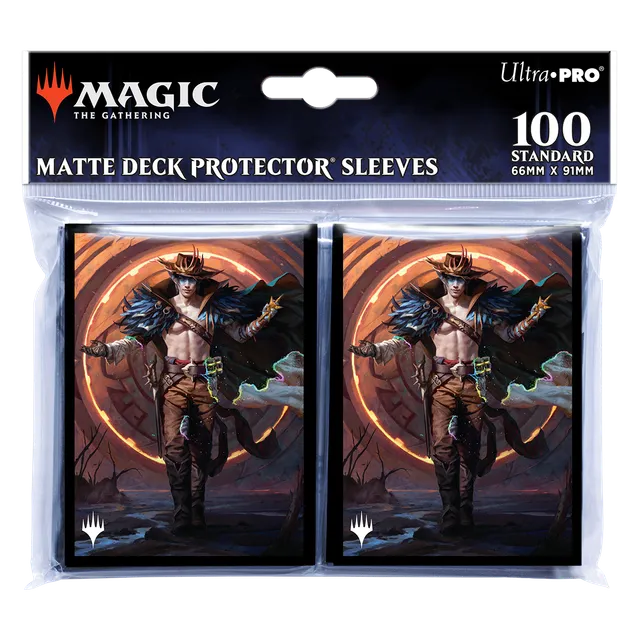 ultra-pro-outlaws-of-thunder-junction-oko-key-art-deck-protector-sleeves-100ct image 1
