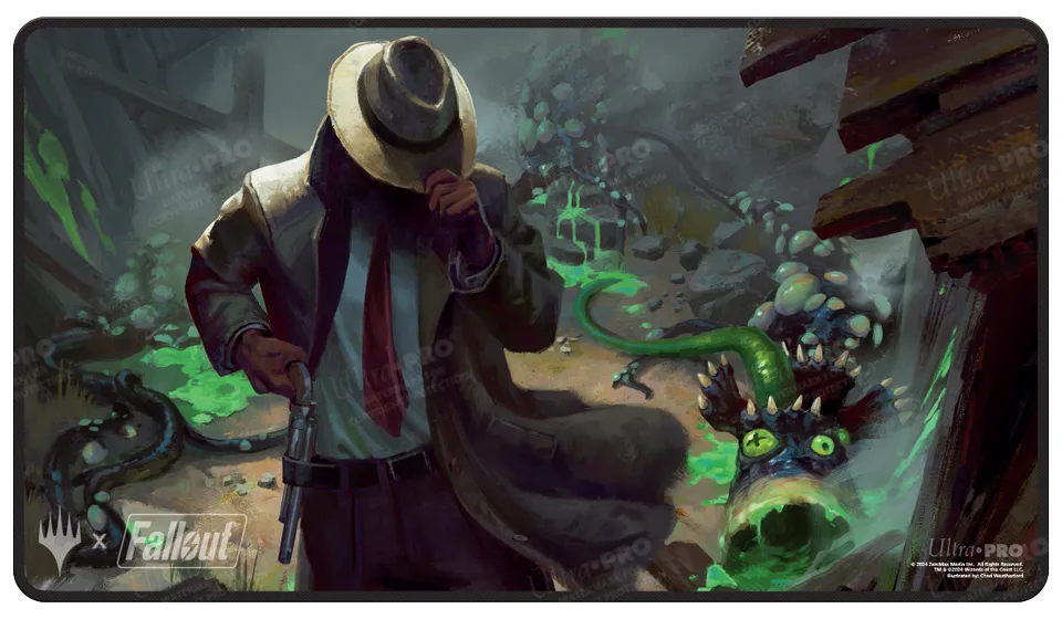 ultra-pro-fallout-mysterious-stranger-black-stitched-standard-gaming-playmat image 1