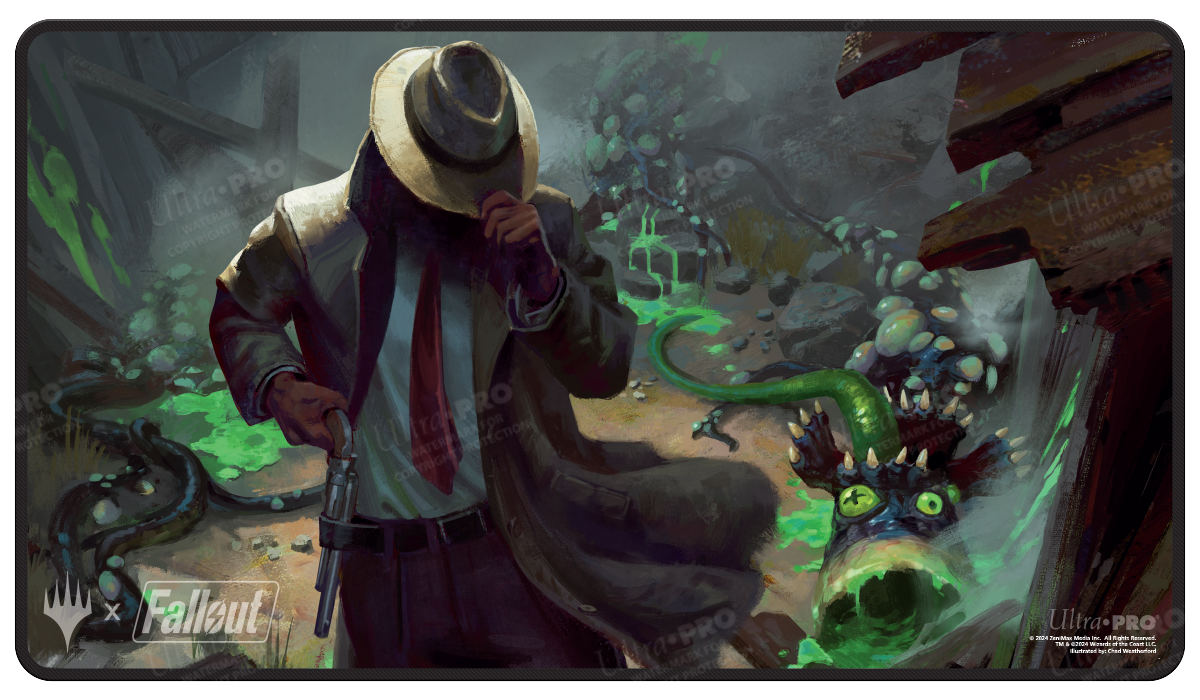 ultra-pro-fallout-mysterious-stranger-black-stitched-standard-gaming-playmat image 1