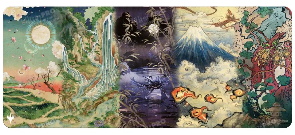 ultra-pro-kamigawa-neon-dynasty-land-compilation-6ft-table-playmat-f-r-magic-the image 1