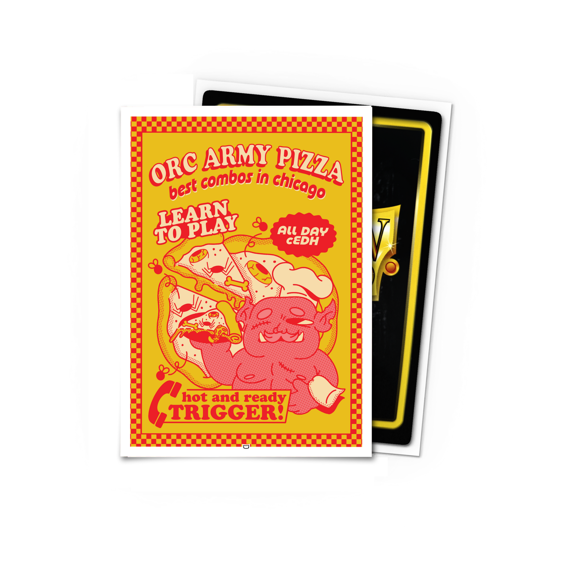 dragon-shield-orc-army-pizza-brushed-art-sleeves-standard-size image 1