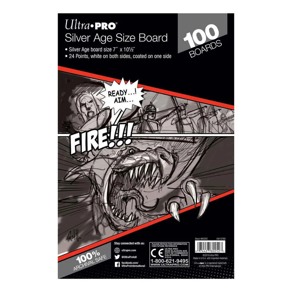 ultra-pro-silver-age-size-comic-boards-comic-r-ckenplatten-17-8-x-26-7-cm-100-st image 1