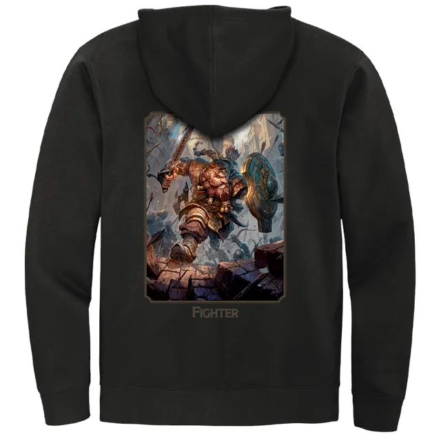 ultra-pro-dungeons-dragons-fighter-class-zip-hoodie-schwarzer-kapuzenpullover image 1