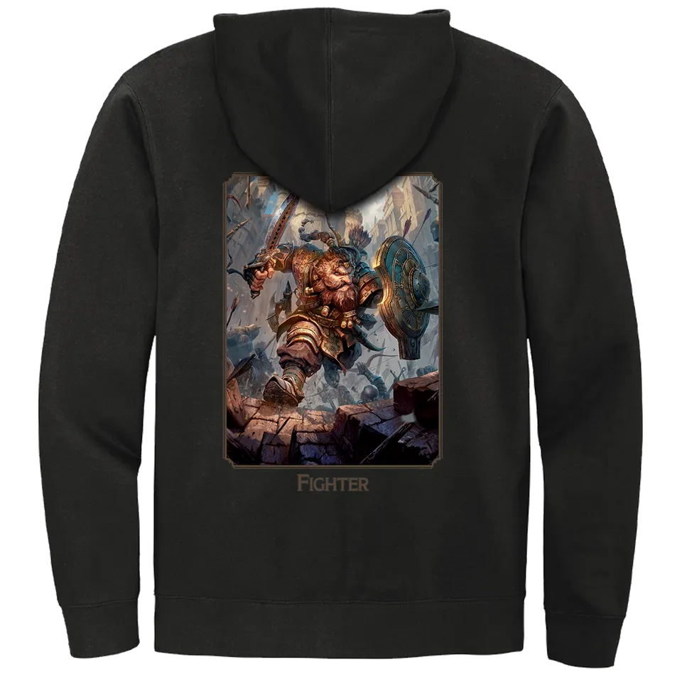 ultra-pro-dungeons-dragons-fighter-class-zip-hoodie-schwarzer-kapuzenpullover image 1