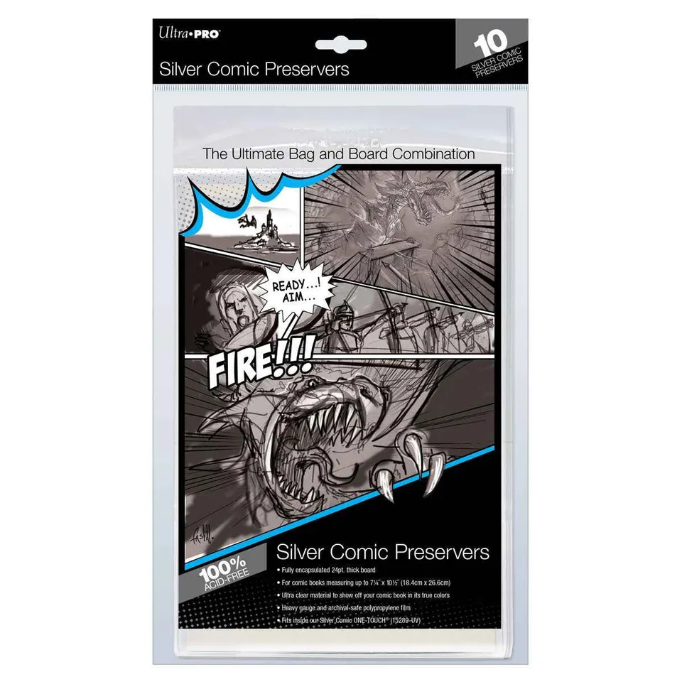 ultra-pro-silver-age-size-comic-preservers-10ct-tasche-mit-board image 1