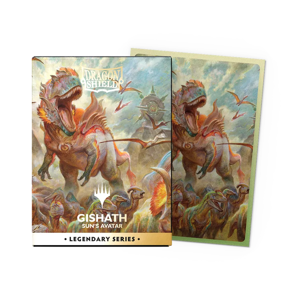 dragon-shield-legendary-series-gishath-sun-s-avatar-matte-dual-art-sleeves-stand image 1