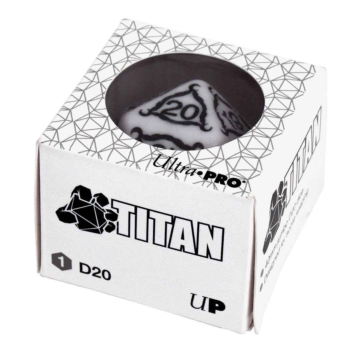 ultra-pro-titan-jumbo-ivory-d20-rpg-w-rfel-40-mm-white-black image 2