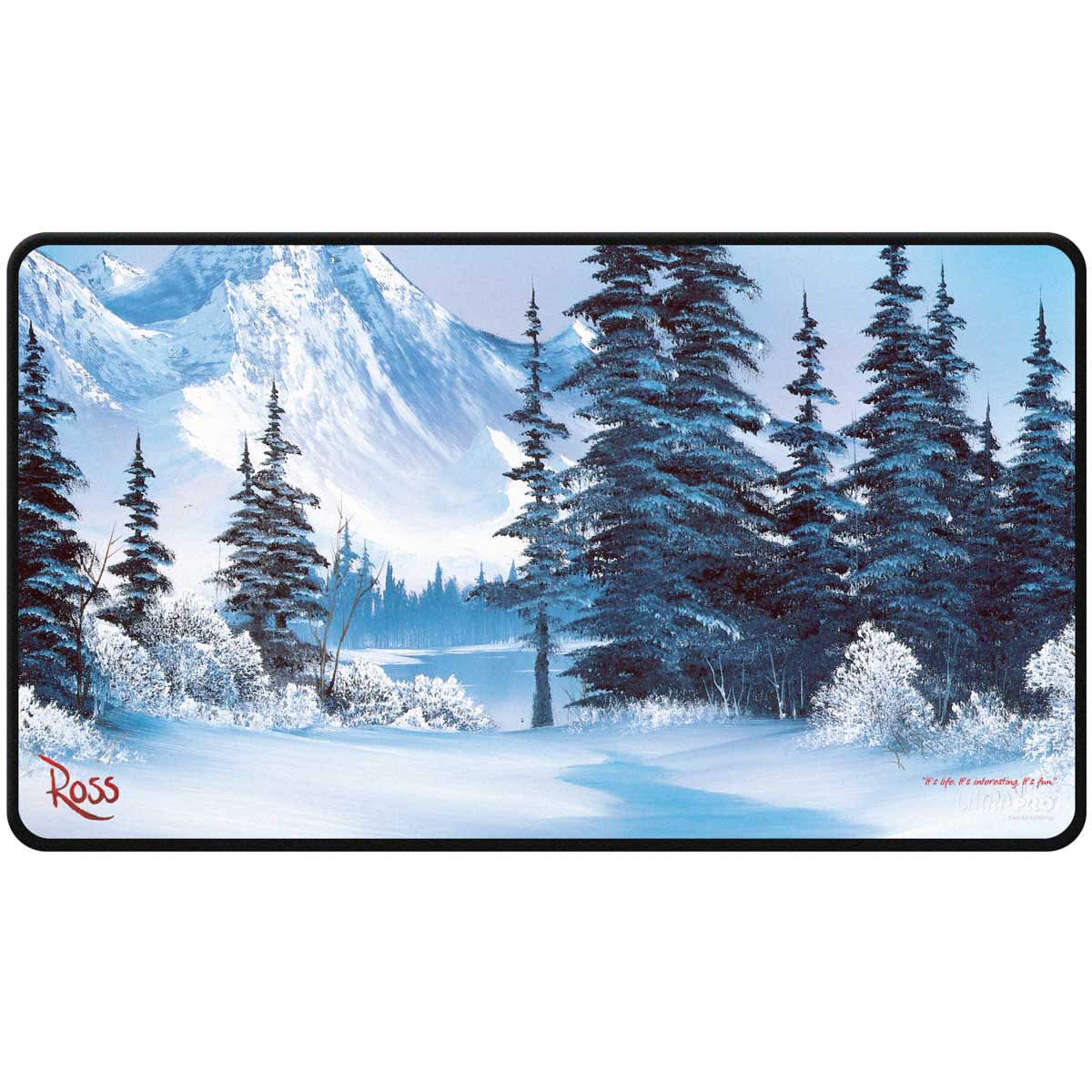 ultra-pro-bob-ross-winter-paradise-black-stitched-playmat-f-r-tabletop image 1