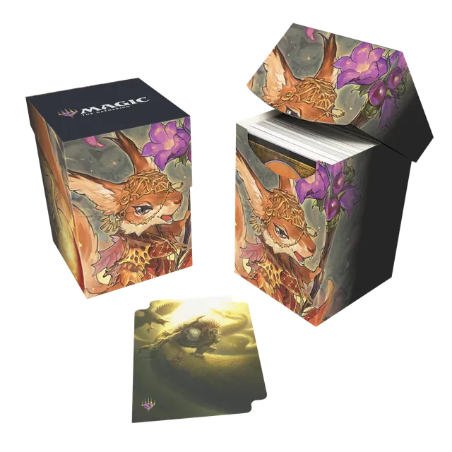ultra-pro-bloomburrow-hazel-of-the-rootbloom-100-deck-box-commander-animated-arm image 1
