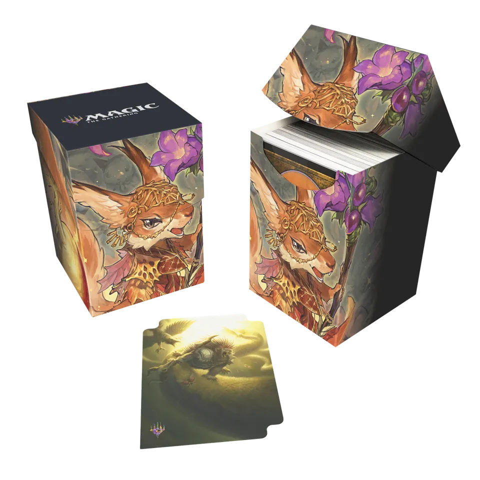 ultra-pro-bloomburrow-hazel-of-the-rootbloom-100-deck-box-commander-animated-arm image 1