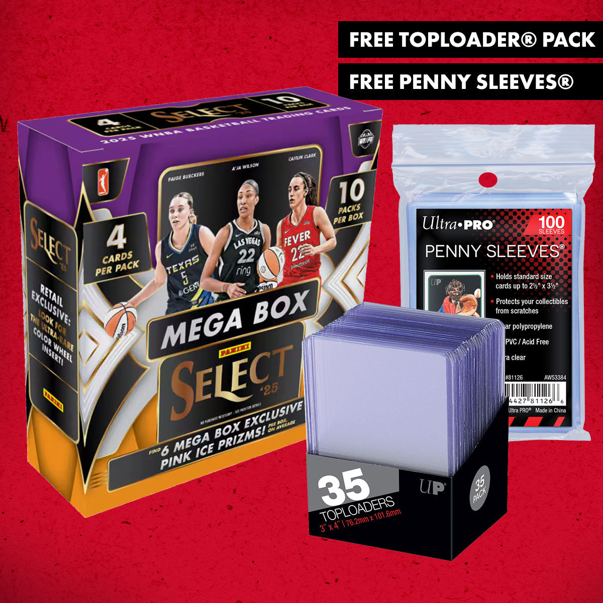 ultra-pro-2025-panini-select-wnba-mega-box-toploader-penny-sleeves-breaker-bundl image 1