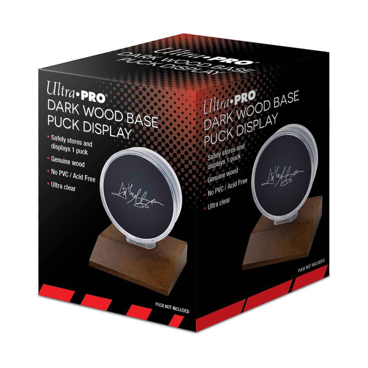 ultra-pro-hockey-puck-display-halter-mit-dunklem-holzfu image 2