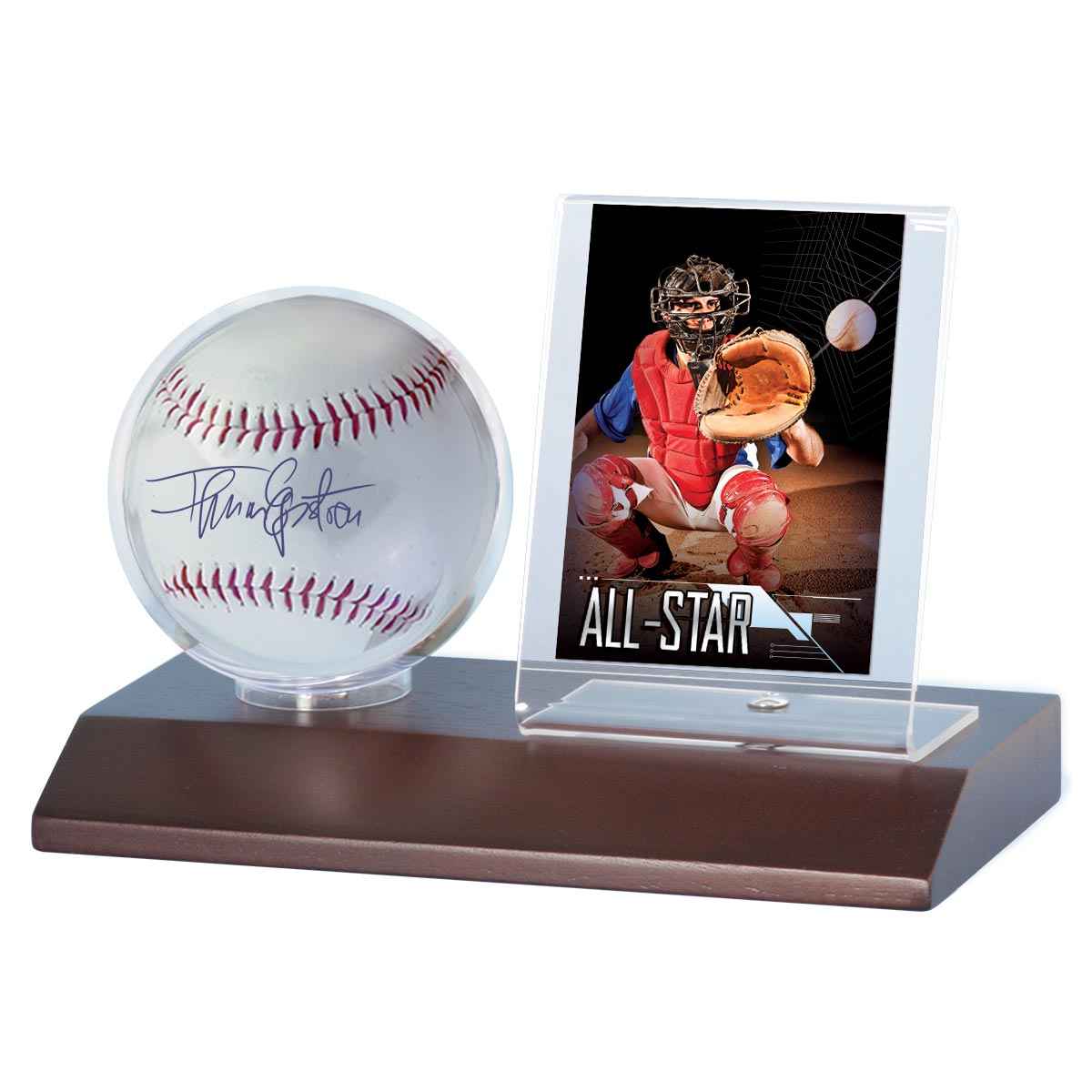 ultra-pro-baseball-card-dark-wood-display-holder-vitrine-f-r-ball-und-trading-ca image 1