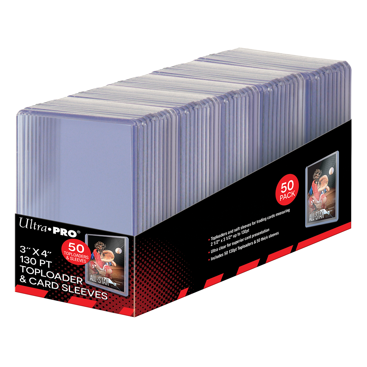 ultra-pro-3-x-4-super-thick-130pt-toploader-sleeves-combo-50ct-standard image 1