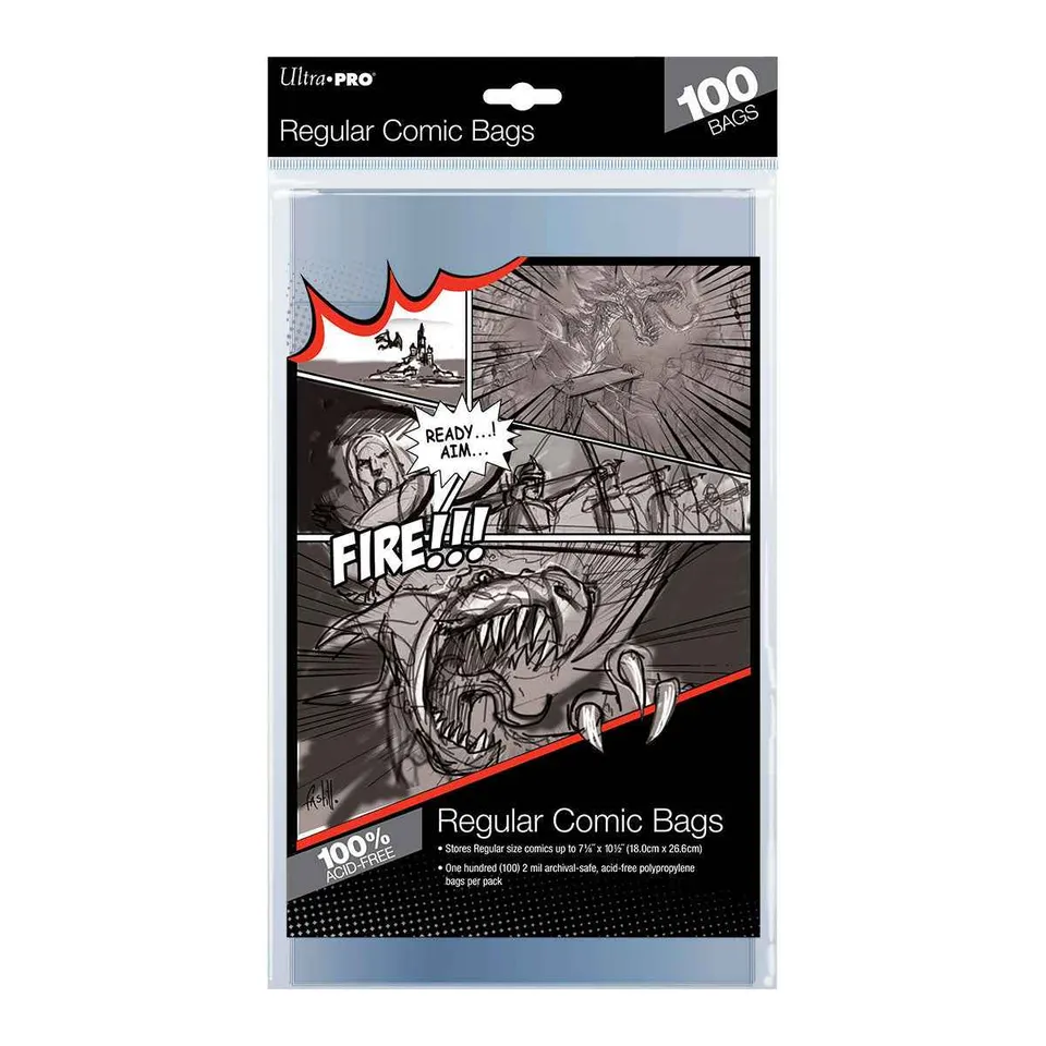 ultra-pro-regular-size-comic-h-llen-100er-pack-f-r-comics-bis-18-1-x-26-7-cm image 1