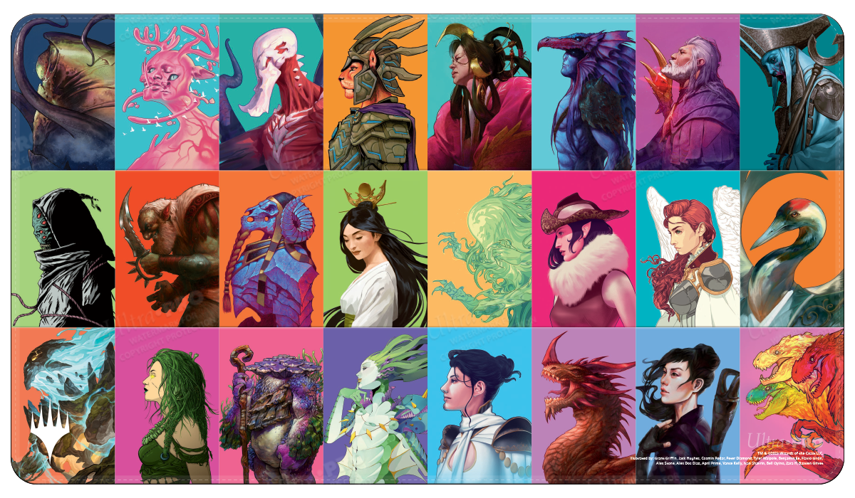 ultra-pro-commander-masters-pop-collage-white-stitched-standard-gaming-playmat-f image 1