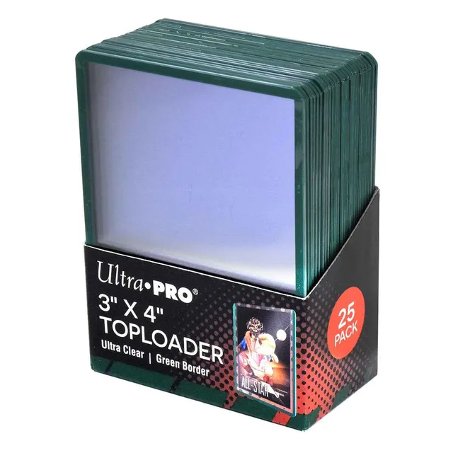 ultra-pro-3-x-4-green-border-toploader-sleeves-25ct-f-r-standard-karten image 1