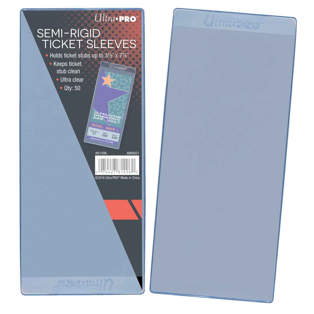 ultra-pro-semi-rigid-ticket-sleeves-50er-pack-f-r-3-1-2-x-7-1-4-tickets image 1